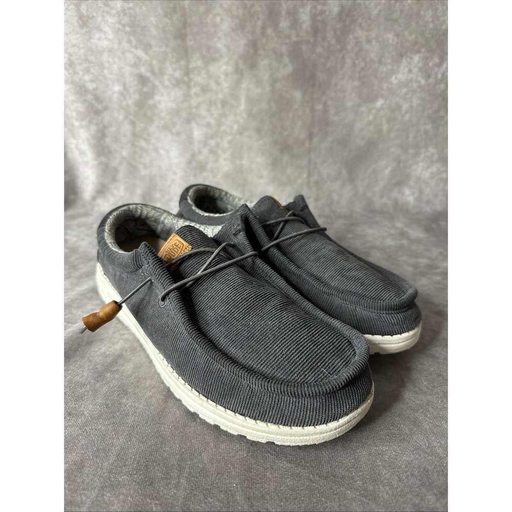 Hey Dude "Wally Corduroy " Charcoal Grey‎ Mens Loafer Slip On Shoes Size 8